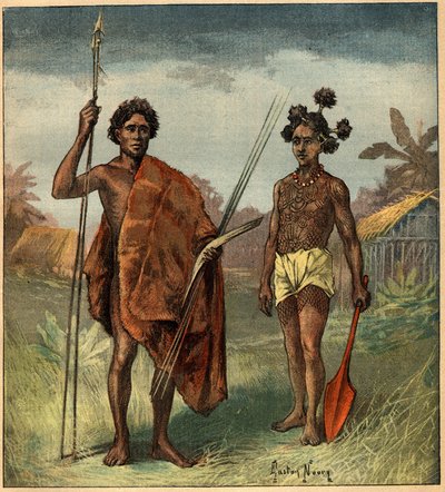 Portraits de deux indigènes de la tribu Marringong, Nouvelle-Galles du Sud (Australie) (gravure dans 