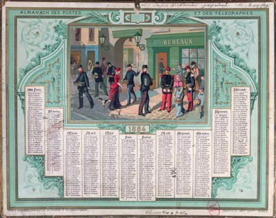 Calendrier de la poste de 1884 - French School