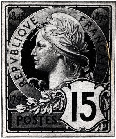 Timbre-poste représentant Marianne, la représentation officielle de la République française, vers 1893 - French School