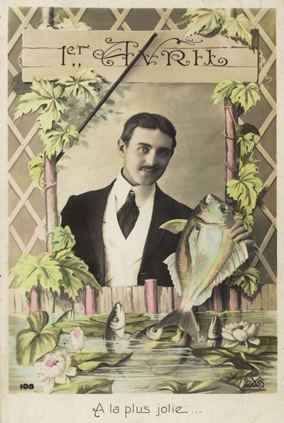 Carte postale du 1er avril, début du XXe siècle - French School