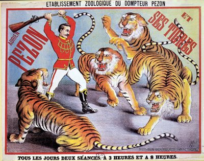 Affiche publicitaire pour Adrien Pezon et ses Tigres, c.1897 - French School