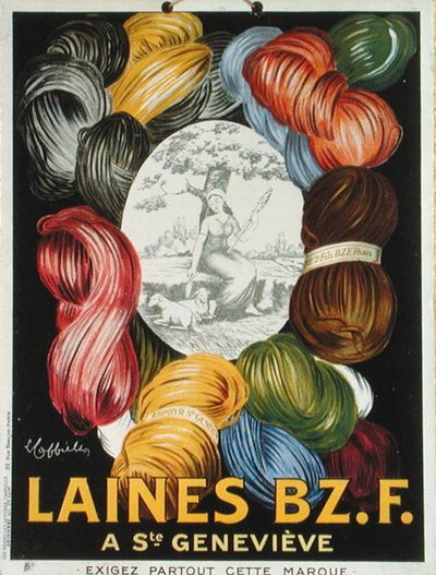 Affiche publicitaire pour la marque de laine 