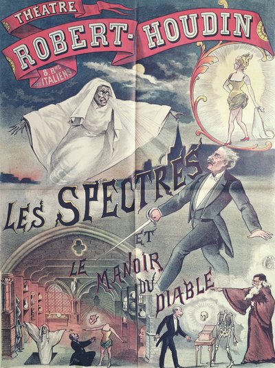 Affiche publicitaire pour Les Fantômes et La Maison du Diable au Théâtre Robert-Houdin, Paris, c.1870 - French School