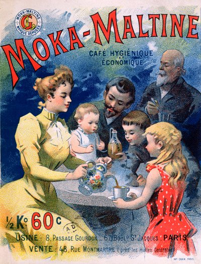 Affiche publicitaire pour le café Moka-Maltine, vers 1900 - French School