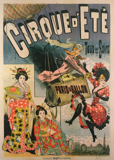 Affiche publicitaire pour Paris en Ballon au Cirque d