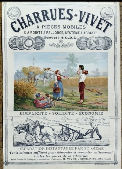 Affiche publicitaire pour les charrues Vivet, c.1891 - French School