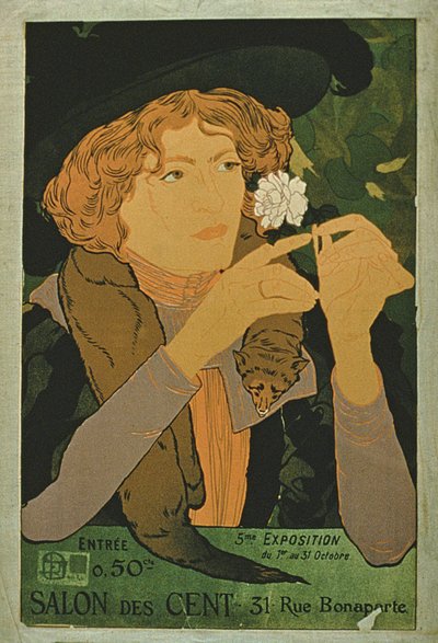 Affiche publicitaire pour la cinquième exposition du Salon des Cent, Paris - French School