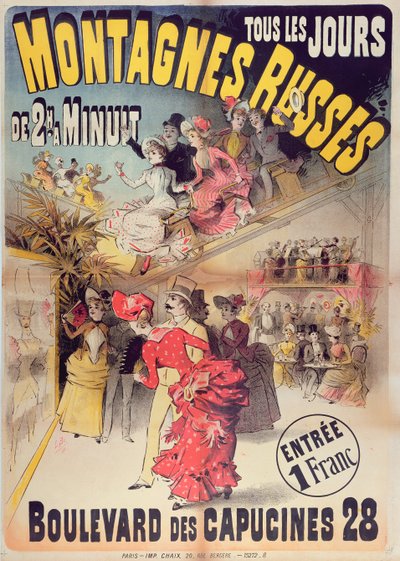 Affiche publicitaire pour les montagnes russes du Boulevard des Capucines, Paris, 1888 - French School