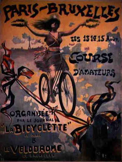 Affiche publicitaire pour la course cycliste amateur de Paris à Bruxelles - French School