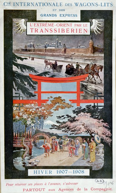 Affiche publicitaire pour le Transsibérien, hiver 1907-8 - French School