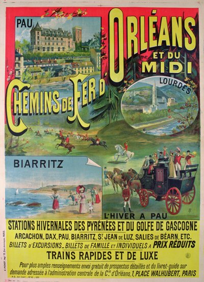 Affiche publicitaire pour les chemins de fer d