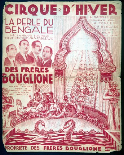 Affiche pour le spectacle des frères Bouglione "La perle du Bengale" au Cirque d