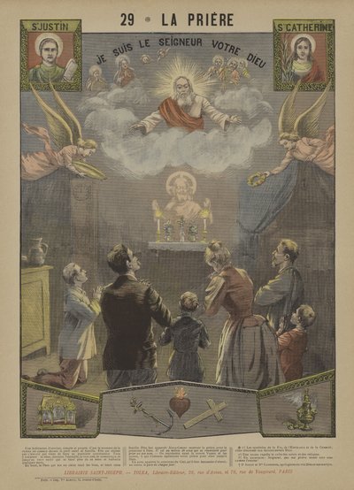Prière (lithographie couleur) - French School