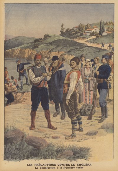 Précautions contre le choléra (litho couleur) - French School