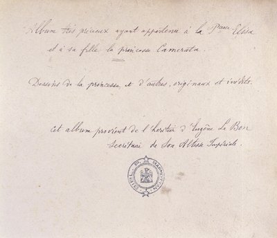 Album précieux ayant appartenu à la Princesse Elisa et à sa fille Camerata - French School