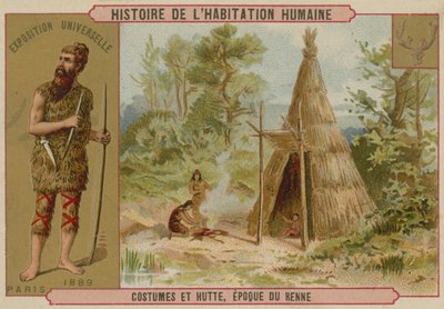 Costume et hutte préhistoriques - French School