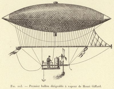 Premier ballon dirigeable à vapeur de Henri Giffard - French School