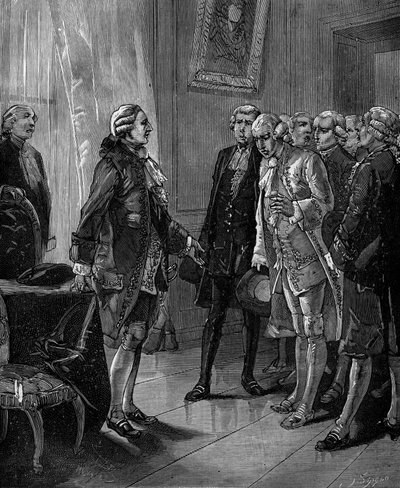 Présentation au roi de France Louis XVI de la proposition de création du Conservatoire des arts et métiers en 1783. - French School