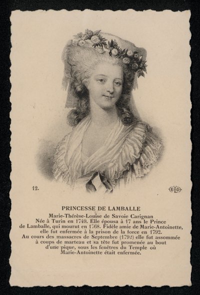 Princesse De Lamballe (lithographie) - French School