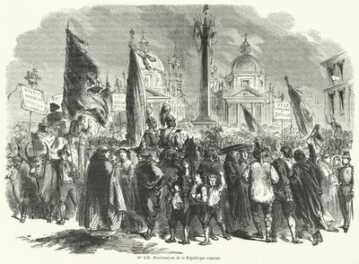 Proclamation de la République romaine, Italie, 9 février 1849 - French School