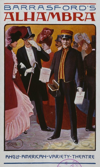 Programme pour le Music Hall Alhambra, vers 1905 - French School