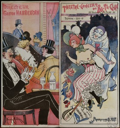 Programme pour le concert-café Ba-ta-clan, vers 1905 - French School