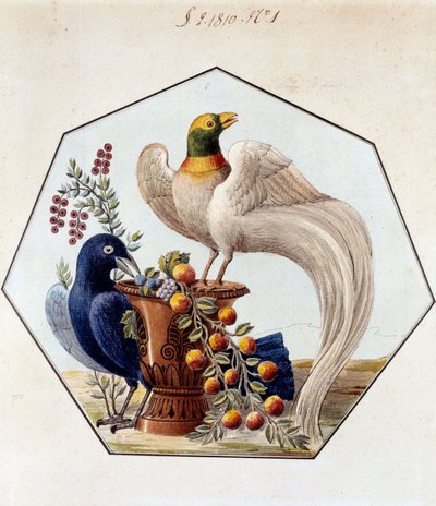 Projet pour la table des oiseaux en porcelaine par Alexandre Brongniart (1770-1847). 1810 Sèvres, archives de la Manufacture de Sèvres - French School