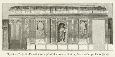 Projet de décoration de la galerie des hommes illustres; face latérale, par Pietre, 1778 - French School