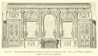 Projet de décoration de la salle de gauche de la grande cour, 1778, par Pietre, architecte, d