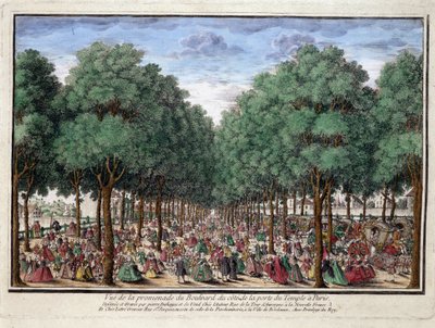 Promenade du boulevard, Porte du Temple à Paris - gravure - French School
