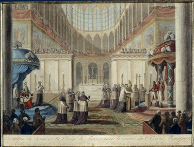 Promulgation du Concordat de 1801: prêté serment par le clergé de France entre les mains du 1er Consul Bonaparte, en présence du légat de Sa Sainteté dans l