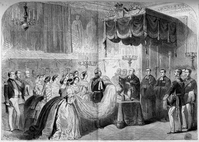 Rite protestant : baptême du prince Frédéric Guillaume Victor Albert de Prusse (devenu Guillaume II, roi de Prusse et empereur d