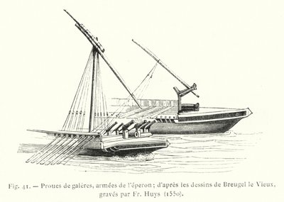 Proues de galères, armées de l