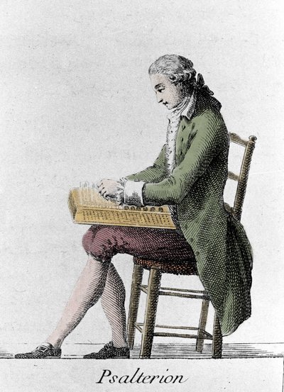 Joueur de psaltérion. Gravure de la fin du XVIIIe siècle. - French School