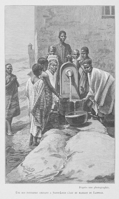 Fontaine publique au Sénégal, illustration de "Le Sénégal..." par Louis Léon Faidherbe, 1889 - French School