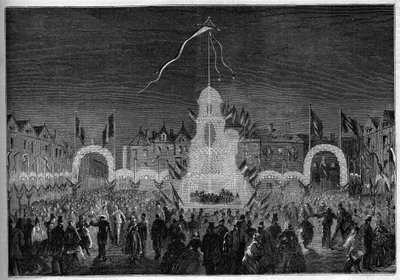 Illuminations publiques et danses pour la fête du 15 août. Abbeville, Somme - French School