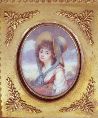 Pulcherie de Valence portant une gerbe de blé avec des coquelicots et des bleuets, vers 1783 - French School