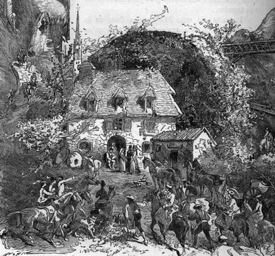 Touristes pyrénéens en pèlerinage à Lourdes, Hautes-Pyrénées (65) - French School