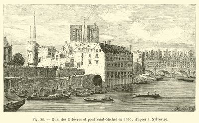Quai des Orfèvres et pont Saint-Michel en 1650, d