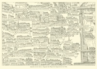 Quartier de la Grève, fragment du Plan de la Tapisserie de la Ville - French School