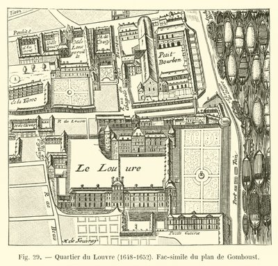 Quartier du Louvre, 1648-1652, Fac-similé du plan de Gomboust - French School