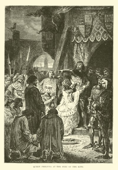La reine Philippa aux pieds du roi - French School
