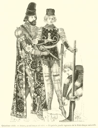 Quinzieme siecle, Prince, grand ecuyer et valet - French School