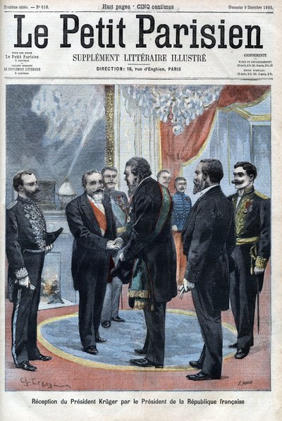 Réception du président Paul Kruger (1825-1904), président de la République du Transvaal par le président de la République française Émile Loubet au Palais de l