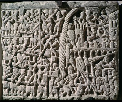 Relief représentant le Siège de Carcassonne par Simon de Montfort (c.1160-1218) en 1209 - French School