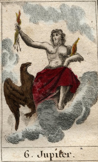 Représentation de Jupiter, roi des dieux, et dieu du ciel et du tonnerre. De « Mythologie de la jeunesse » par Pierre Blanchard 1803 - French School