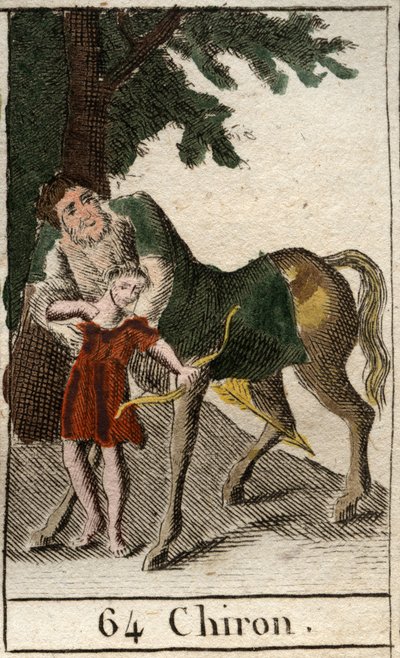 Représentation du centaure Chiron, mi-homme mi-cheval, maître du tir à l