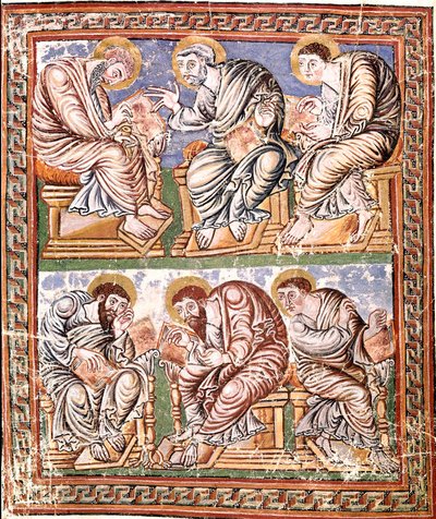 Représentation de six apôtres, miniature carolingienne de l