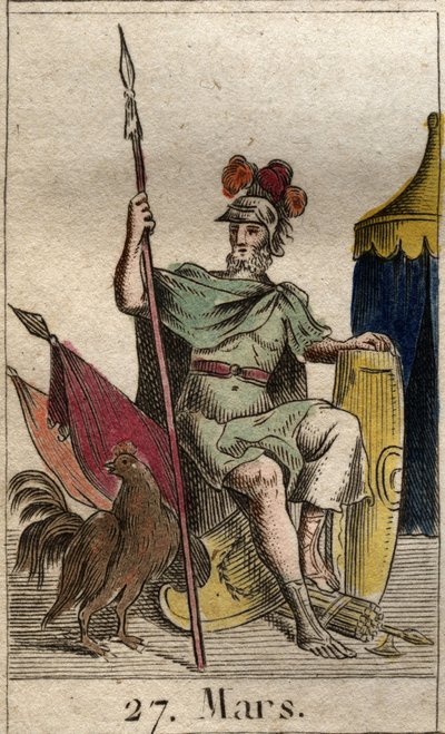 Représentation du dieu de la guerre Mars, armé, près d