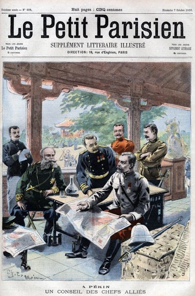 Révolte des Boxers : Un conseil des chefs alliés (Français, Russes, Américains, Anglais, Japonais) (CONSEIL DE GUERRE ALLIÉ) - dans « Le Petit Parisien » - French School